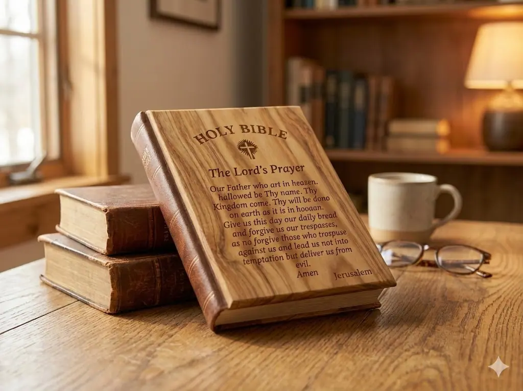 New and Old Testament – High Quality Olive Wood Cover, King James